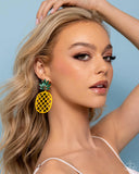 Pineapple Passion - Yellow - Paparazzi Post Earrings