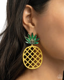 Pineapple Passion - Yellow - Paparazzi Post Earrings