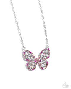 Aerial Academy - Pink - Paparazzi Iridescent Butterfly Necklace