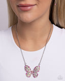 Aerial Academy - Pink - Paparazzi Iridescent Butterfly Necklace