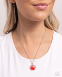 HEART Exhibition - Red - Paparazzi Clear Acrylic Heart Necklace