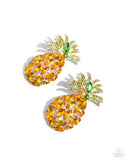 Pineapple Pizzazz - Yellow - Paparazzi Rhinestone Earrings