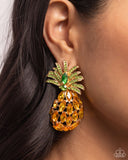 Pineapple Pizzazz - Yellow - Paparazzi Rhinestone Earrings