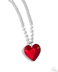 Romantic Residence - Red - Paparazzi Heart Necklace