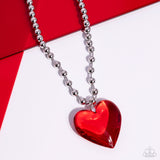 Romantic Residence - Red - Paparazzi Heart Necklace