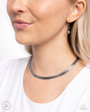 Simply Scintillating - Black - Paparazzi Shimmery Gunmetal Choker Necklace