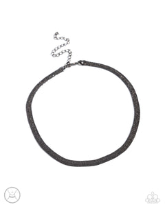 Simply Scintillating - Black - Paparazzi Shimmery Gunmetal Choker Necklace