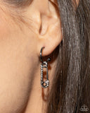 Safety Pin Sentiment - Black - Paparazzi Gunmetal Hoop Earrings