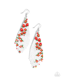 Picturesque Patchwork - Red - Seed Bead Floral Earrings