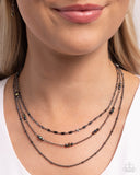 Luxe Layers - Black - Paparazzi Layered Oil Spill Gunmetal Necklace