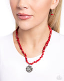 Longhorn Leader - Red - Paparazzi Natural Stone Longhorn Necklace