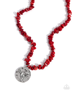 Longhorn Leader - Red - Paparazzi Natural Stone Longhorn Necklace