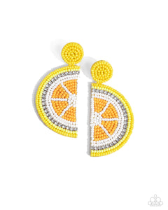 Lemon Leader - Yellow - Paparazzi Seed Bead Lemon Earrings