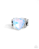 Youthful Yearbook - Blue - Paparazzi Accessories Opalescent  Heart Ring