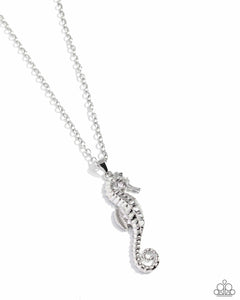 Sparkling Seahorse - Silver - Paparazzi Coastal Necklace