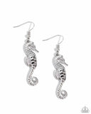 Seahorse Sheen - Silver - Paparazzi Coastal Earrings