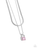 Padlock Possession - Pink - Paparazzi Layered Lock Necklace