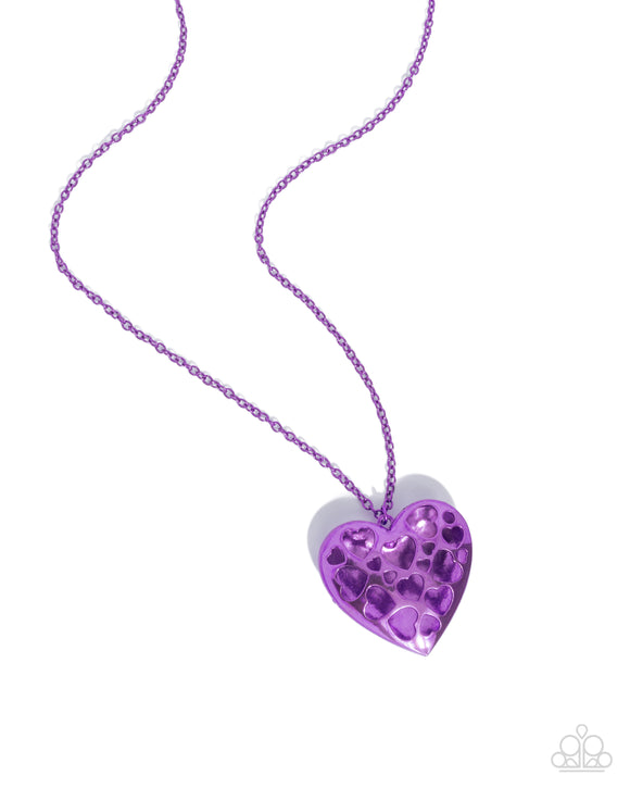 Valentines View - Purple - Paparazzi Accessories Heart Necklace