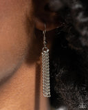 Dapper Definition - Silver - Paparazzi Bow Earrings