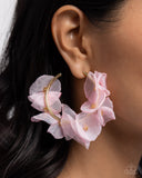 Petaled Pageant - Gold - Paparzzi Floral Chiffon Hoop Earring