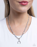 Trendy Trenchant - Silver - Paparazzi Moon Necklace