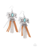 Southwestern Selfie - Blue - Paparazzi Turquoise Leather Eagle Earrings