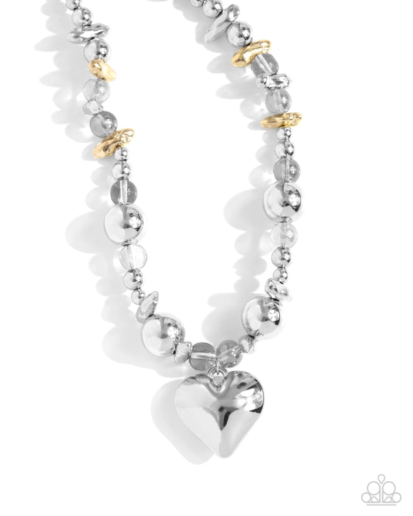 Glistening Gossip - Silver - Paparazzi Heart Necklace