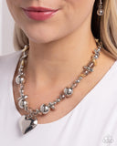 Glistening Gossip - Silver - Paparazzi Heart Necklace