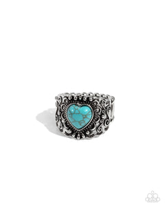 Harmonious Hype - Blue - Paparazzi Turquoise Heart Ring