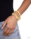 Rosy Retrospection - Yellow - Paparazzi Rose Sttretch Bracelet