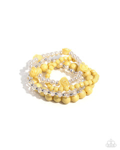 Rosy Retrospection - Yellow - Paparazzi Rose Sttretch Bracelet