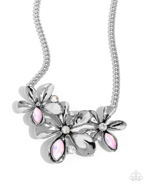 Twirling Triad - Pink - Paparazzi Floral Statement Necklace