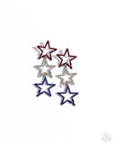 Patriotic Pageantry - Multi - Paparazzi Red White and Blue Patriotic Star Post Earrings