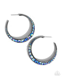 Embedded Edge - Blue - Paparazzi Iridescent Hoop Earrings