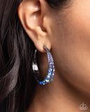 Embedded Edge - Blue - Paparazzi Iridescent Hoop Earrings