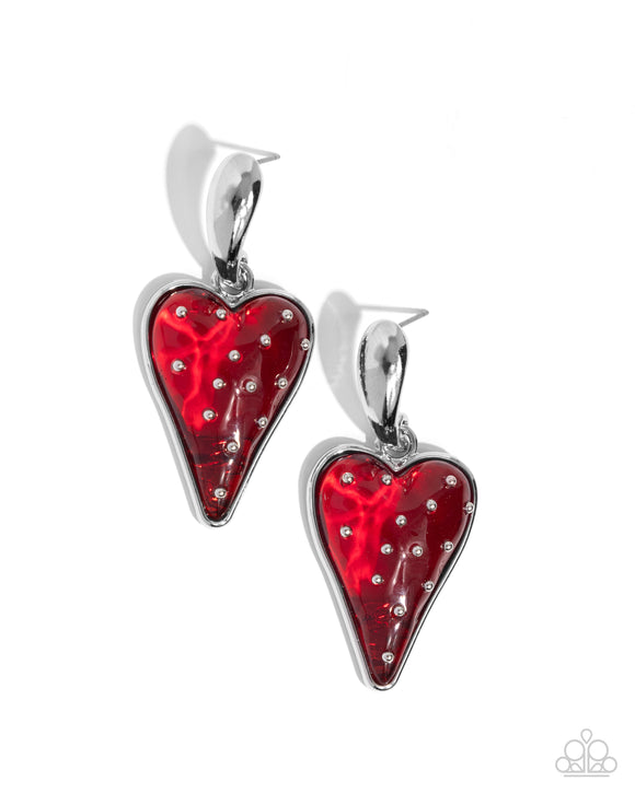 Glossy Goodwill - Red - Paparazzi Strawberry Heart Earrings