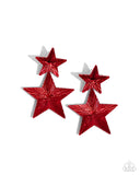 Patriotic Promise - Red - Paparazzi Star Post Earrings