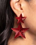 Patriotic Promise - Red - Paparazzi Star Post Earrings