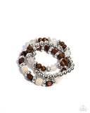 DIVERSIFIED Wood - Silver - Paparazzi Wooden Stretch Bracelet