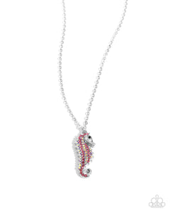 Seahorse Sailor - Pink - Paparazzi Seahorse Pink Iridescent Necklace