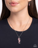 Seahorse Sailor - Pink - Paparazzi Seahorse Pink Iridescent Necklace