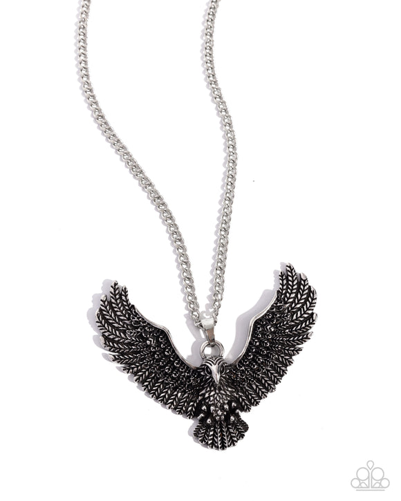 Edgy Eagle - Silver - Paparazzi Eagle Necklace