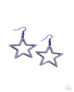 Streamlined Stars - Blue - Paparazzi Dipped Star Earrings