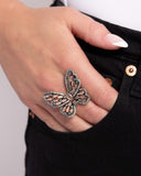 Were Soarin Flyin - Brown Butterfly Ring Paparazzi Accessories