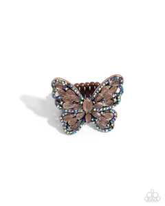 Were Soarin Flyin - Brown Butterfly Ring Paparazzi Accessories