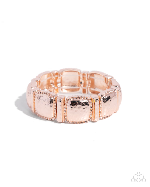 Textured Tranquility - Rose Gold - Paparazzi Strecth Bracelet