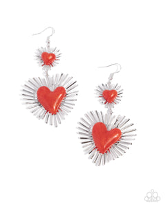 Sunburst Sweethearts - Red - Paparazzi Heart Earrings