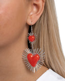 Sunburst Sweethearts - Red - Paparazzi Heart Earrings