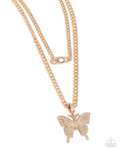 Aerial Arrangement - Gold - Paparazzi Accessories Butterfly Necklace