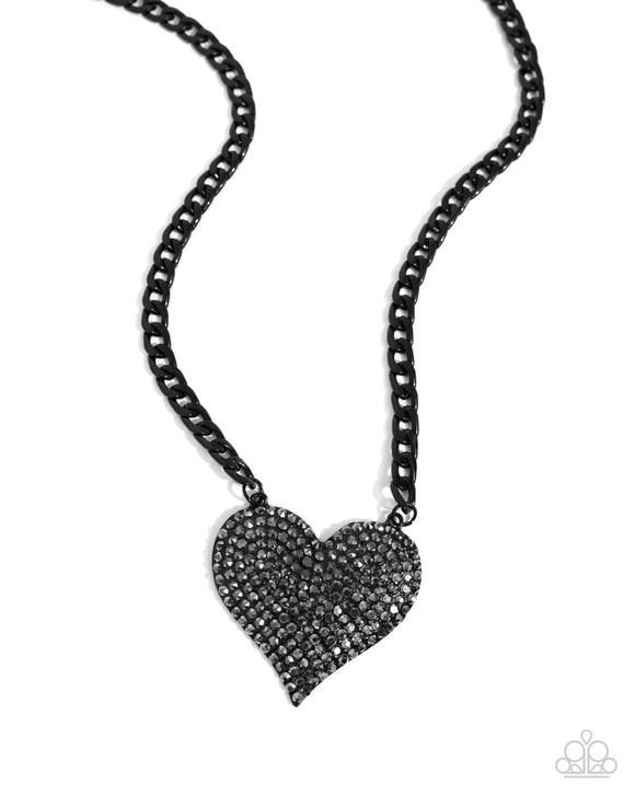 Affectionate Action - Black - Paparazzi Accessories - Heart Necklace